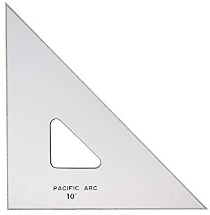 Pacific Arc Drafting Triangle, 10-inch, 45/90 Degrees, w/Inking Edge, Topaz