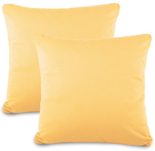 aqua-textil Classic Line Kissenbezug 2er-Set 80 x 80 cm Creme gelb Baumwolle Kissen Bezug Reißverschluss Jersey Kissenhülle