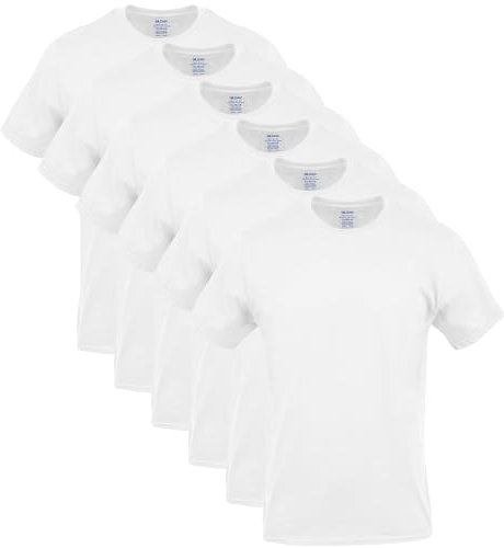 GILDAN Men's Crew T-shirts, Multipack Undershirt, White (6-pack), M UK