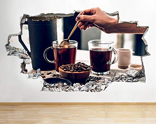 Tazas de Café Pegatina de Pared Etiqueta Calcomania Stickers Wall Decals Removible Decoración P236-R894 (Gigante: 150 cm x 100 cm)