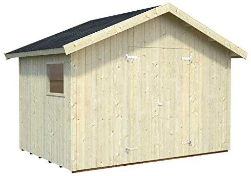 Palmako Gartenhaus / Gerätehaus Nils 8,2 16 mm natur Wandaußenmaß (B x T): 348 x 239 cm Grundfläche in qm: 8,2 Umbauter Raum in cbm: 18,0 Wandstärke: 16 mm Bauweise: Elementbauweise Ausführung: naturbelassen Gesamthöhe: 259 cm