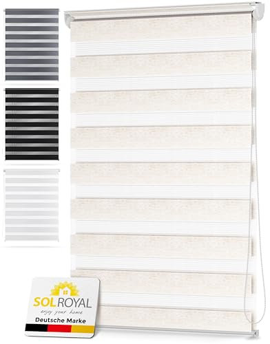 Sol Royal Tende a Doppio Rullo finestre - SolDecor DL2 - Diversi Colori e Misure - Ganci Telaio Inclusi Senza perforare pareti (80x150 cm, Effetto Lino)