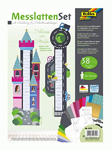 folia 970 - Messlatten Set Schloss oder Straße, Bastelset zum Erstellen einer wunderschönen Messlatte aus Fotokarton