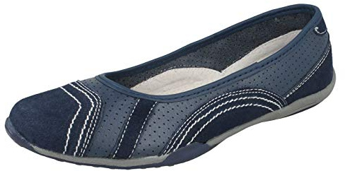 Down To Earth Ladies Flat Ballerina F8991 - Navy Leather - UK Size 4 - EU Size 37 - US Size 6