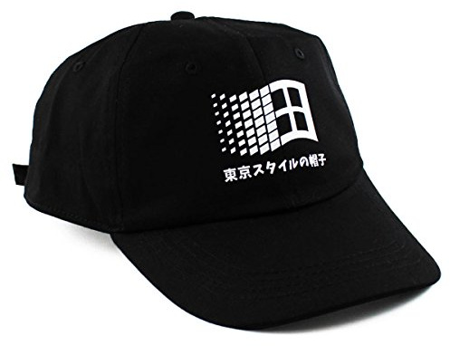 Windows 95 Japanische Kappe mit 6 Paneelen, Schwarz