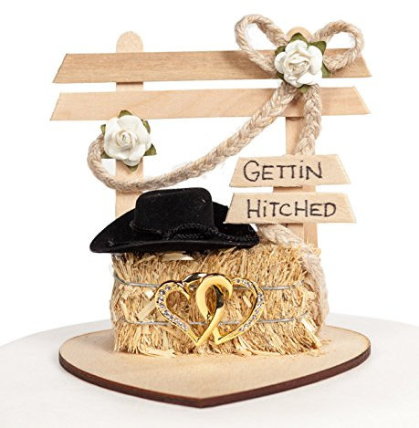 Gettin Hitched Western Affection Wedding Cake Topper: Heart Color: GOLD