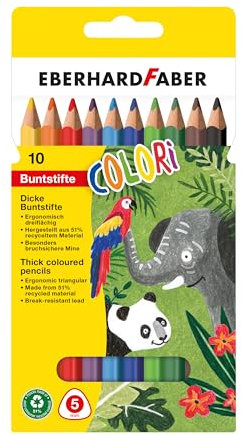 Eberhard Faber 511409 - Buntstifte Set Colori, 10 Jumbo Buntstifte in ergonomischer Dreikant Form