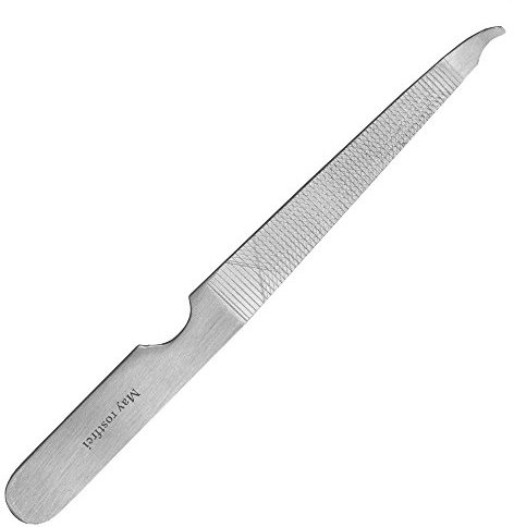 May - Nagelfeile und Nagelbettreiniger aus Metall - feines Modell - doppelseitig - Edelstahl