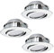 EGLO 3-er Set LED Einbaustrahler Pineda, LED Spots aus Kunststoff, 3 LED Einbauleuchten in Chromfarben, Einbaustrahler LED dimmbar, flach und schwenkbar, Einbaustrahler Set warmweiß, Ø 8,4 cm