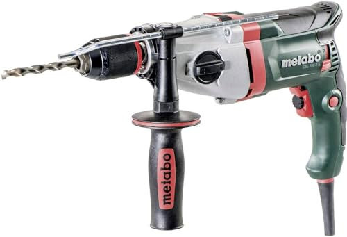 Metabo 600787500 Perceuse à percussion SBE 850–2 S | Mandrin rapide Futuro Plus, poignée, butée gauche, coffre | V électronique/S Automatic/Droite (850 W Vitesse de rotation/36 nm/0–3100/min)