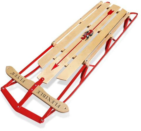 Flexible Flyer 60-Inch Metal Runner Sled – Classic Wooden Snow Sled for Kids & Adults – Sturdy Wood & Steel Construction, Easy to Steer, Family Winter Fun