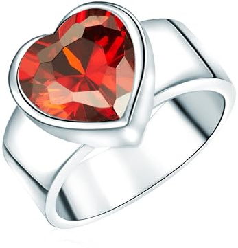 Rafaela Donata Damen Ring aus 925/- Sterling Silber mit Zirkonia Herz rot | rhodiniert,Silberring,Motivring,Herzring,Herzschmuck