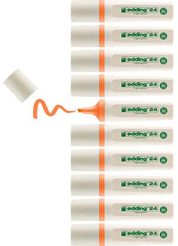 edding 24 EcoLine highlighter - orange - 10 Textmarker - Keilspitze 2-5 mm - zum schnellen und einfachen Markieren und Hervorheben von Texten und Notizen - nachfüllbar, aus recycelbarem Material
