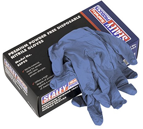 Sealey SSP55L Premium Powder Free Disposable Nitrile Gloves Large Pack of 100