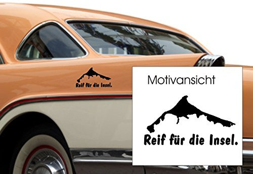 blattwerk-design Fischland-Darß-Zingst, Autoaufkleber, Reif für die Insel. - Kfz-Aufkleber (M090 Silber, 210 mm x 110 mm)