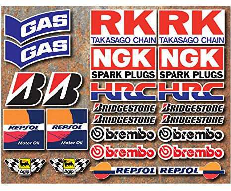 STICKERZZZ!!! Laminated 24 PVC Sticker Set Motorsport Racing Motorcycle Car Racing Sticker Moto Gp Sponsors by ONEKOOL