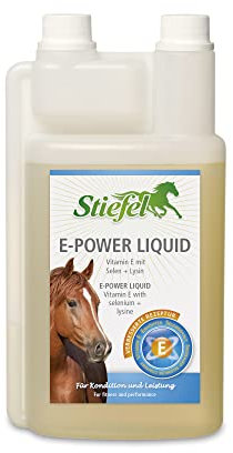Stiefel E-Power Liquid für Pferde, für mehr Leistungsbereitschaft, Kondition & Belastbarkeit, Vitamin E, Lysin, Zink und Selen, flüssig mit Dosierflasche, 1l