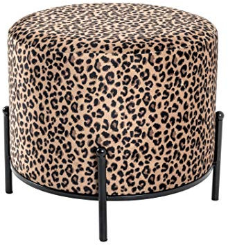 HAKU Möbel Hocker Motiv, schwarz, MDF, Metall, Textilgewebe - Maße: H 40 cm x Ø 48 cm, Style: Bohemian