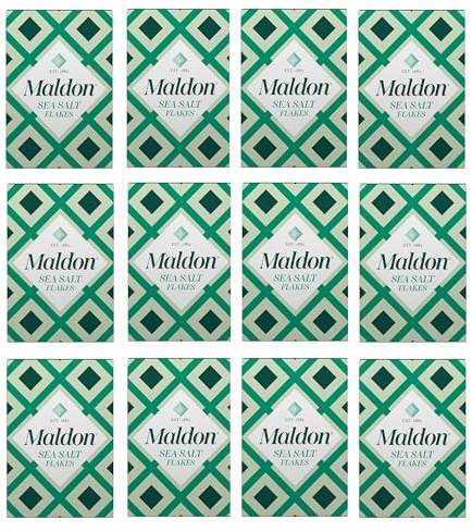 Maldon Sea Salt Flakes x 12 I Kosher, Natural, Handcrafted, Gourmet, Pyramid Crystals (Total 1.2kg) I Packaging May Vary