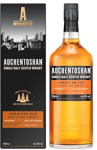 Auchentoshan American Oak Single Malt Scotch avec étui, Whisky Écossais 40% - 70cl