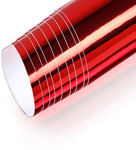 Könighaus (9,54€/m2) Chrome Diamant Glitter Rot Folie 400 x 152 cm blasenfrei mit Anleitung (Autofolie)