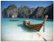 ARTland Wanddeko Glasbilder Wandbild Glas Bild einteilig 80x60 cm Querformat Natur Strand Meer Felsen Boot Thailand Asien KOH Phi Phi T5VI