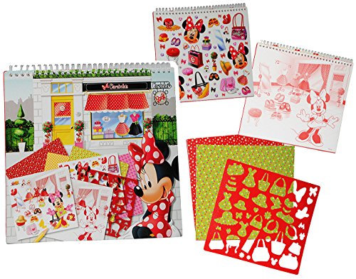 alles-meine.de GmbH XL Malbuch/Malblock - mit Schablonen + Sticker/Aufkleber + Buntpapier - Minnie Mouse - Malvorlagen zum Ausmalen Malspaß - für Mädchen Kinder Maus/Malbüc..