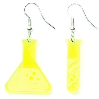 Reagenzglas Kolben Labor Ohrringe Miniblings Hänger neon grün versilbert | In Berlin von Hand montierter Ohrschmuck, mit Chemie und Acrylglas