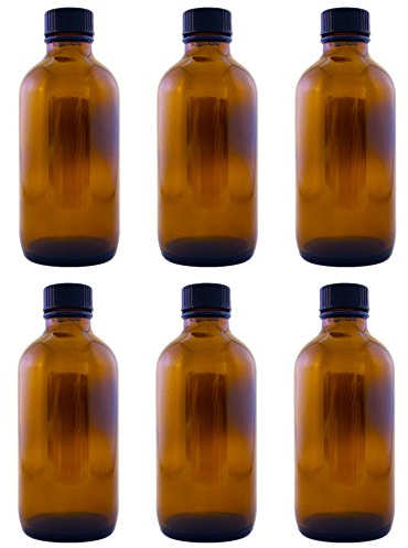 Amber Glass Bottle 4oz w/ Lid (6 pcs)
