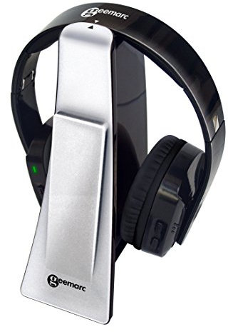Geemarc CL7400 - Cuffie digitali e ascoltatore TV wireless per TV, PC, audio/Hi-Fi, colore argento, versione Regno Unito, nero e argento