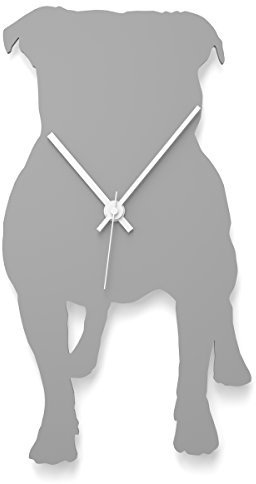 WANDKINGS Wanduhr Polly Pug aus Acrylglas, in 11 Farben erhältlich (Farbe: Uhr = Grau glänzend; Zeiger = Weiß)