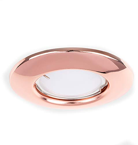 MiniSun | GU10 Ceiling Downlight Fittings in a Copper Finish | Ceiling Spots, Home Décor & Improvement Essential | Pack of 6 | Mains Wired