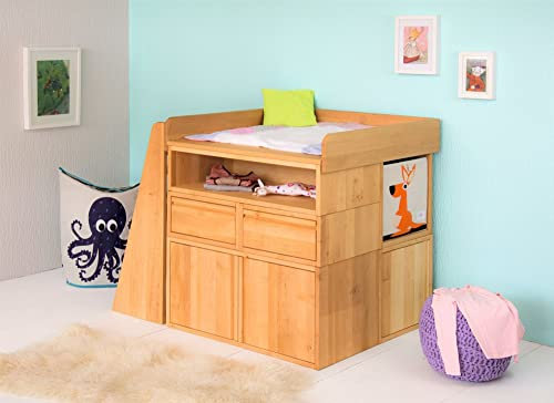 Original Laura wandelbarer Wickeltisch 1 von BioKinder® | Wickeltisch, Regalwand & Raumteiler | aus 100% Massivholz, mit bioola natürlich geölt, Erle