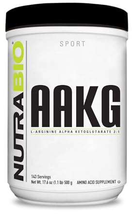 NutraBio Arginine AKG Workout Supplement Powder, 500g Helps Support Lean Mass Gains, Boost Nitric Oxide, and Enhance Muscle Growth