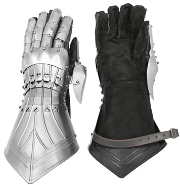 Battle-Merchant Gotische Panzerhandschuhe, Stahl | Authentische Plattenhandschuhe, Mittelalter Plattenrüstung, Rüstung, für Reenactment, LARP & Historische Darstellungen