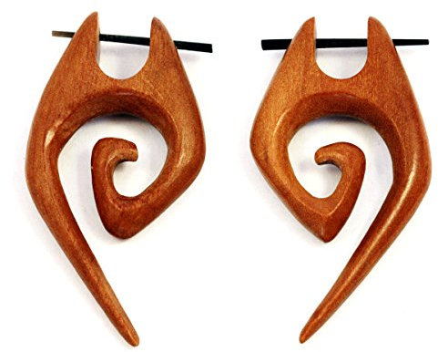 ISLAND PIERCINGS Ohrringe im Piercing Design Holz Handarbeit ER237