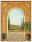 ARTland Wanddeko Wandbild Alu Verbundplatte für Innen & Outdoor Bild Landschaften Fensterblick Malerei Ocker Ausblick mit Zitronenbaum A5ON