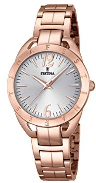 Festina Orologio Da Donna Quarzo display Analogico cinturino Oro Rosa e quadrante Argento F16935/1