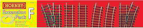 Hornby R8226 OO Gauge Track Extension Pack F - Extra Track Pieces for Model Railway Sets, Model Train Track Pieces, Includes - Straights, Curves, LH Point, RH Point & Buffer Stop - Scale 1:76