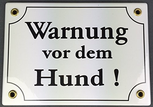 Wetterfestes Emaille Schild Warnung vor dem Hund WEIß 17x12 cm wetterfest und lichtecht Emailleschild