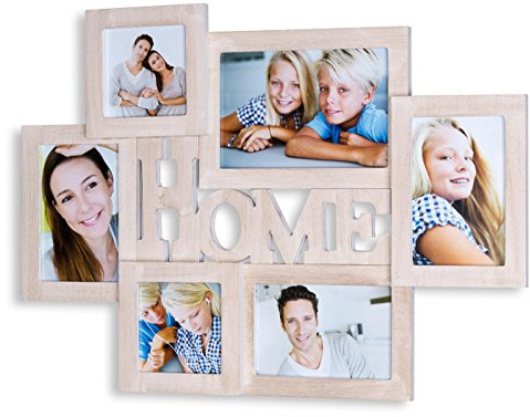 levandeo Bilderrahmen Collage Holz Home 6 Fotos 53x38,5cm Hellbraun Fotorahmen Collage Galerie Fotogalerie Braun Wanddeko Shabby Chic Landhausstil Vintage