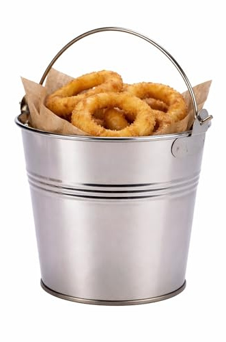 Genware Stainless Steel Serving Bucket 12cm – Mini Table Presentation Bucket for Fries, Sides & Bar Snacks, Commercial Catering Serveware