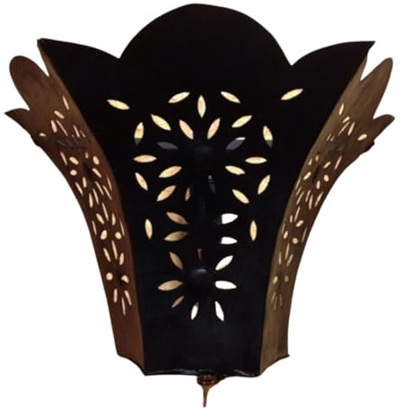 Marokkanische Wandlampe Abelia handgemacht aus Metall in Schwarz 38 cm