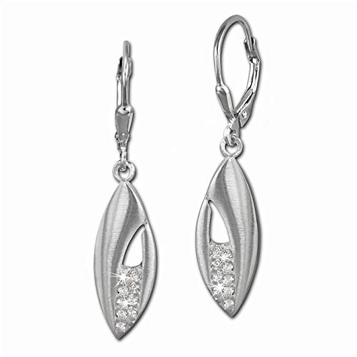SilberDream Ohrringe Damen 925 Silber Ohrhänger Blatt Zirkonia weiß SDO355M Silber Ohrhänger