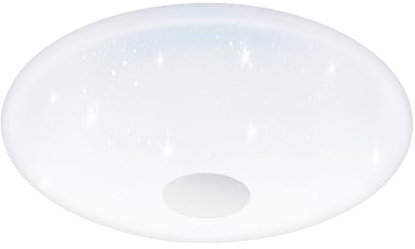 EGLO LED Deckenleuchte Voltago 2, 1 flammige Deckenlampe mit Kristall-Effekt, Fernbedienung, Lichtfarbe (warmweiß – kaltweiß), dimmbar, Wohnzimmerlampe aus Metall und Kunststoff in Weiß, Ø 58 cm