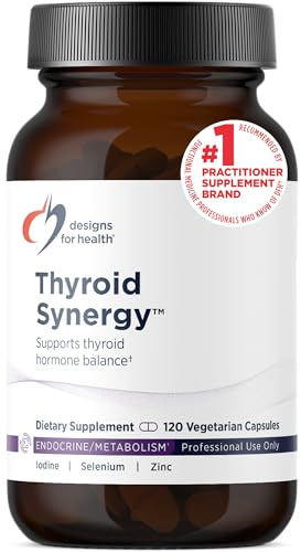 Designs for Health Thyroid Synergy - Thyroid Support Supplement with Iodine, American Ginseng, Selenium, Zinc + Manganese - Vegan Thyroid Vitamins, Gluten Free (120 Capsules)