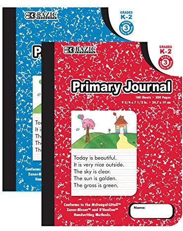 BAZIC Primary Journal Composition Book Marble, 100 Sheet Drawing & Writing Grades K- 2 Notebook Journal Comp Notebooks for Kindergarten School, 48-Pack