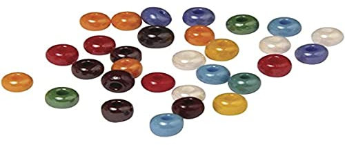 Rayher Perles en verre, multicolore, 1 pot, 55g, 5,4mm ø, gros trou 1,3mm ø, opaque, arts créatifs, décorations, macramé, bijoux-1418449