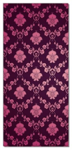 Wallario Selbstklebende Türtapete Blumenmuster Damast in pink lila - Türposter 93 x 205 cm Abwischbar, rückstandsfrei zu entfernen