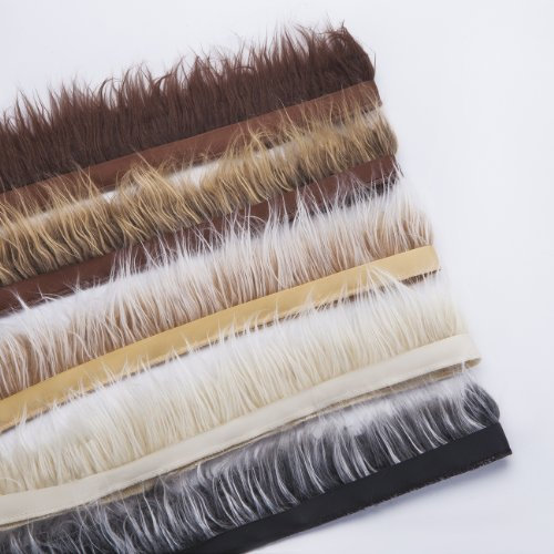Neotrims Kunstfellbesatz auf Satinband, für Kostüme, Handwerk, Kapuze und Mantel, zweifarbig, 5 natürliche Farben, seidige Fellhaare 7-8 cm lang